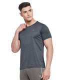 Neva Men Round Neck Half Sleeve Sports wear T-shirt- Dark Grey