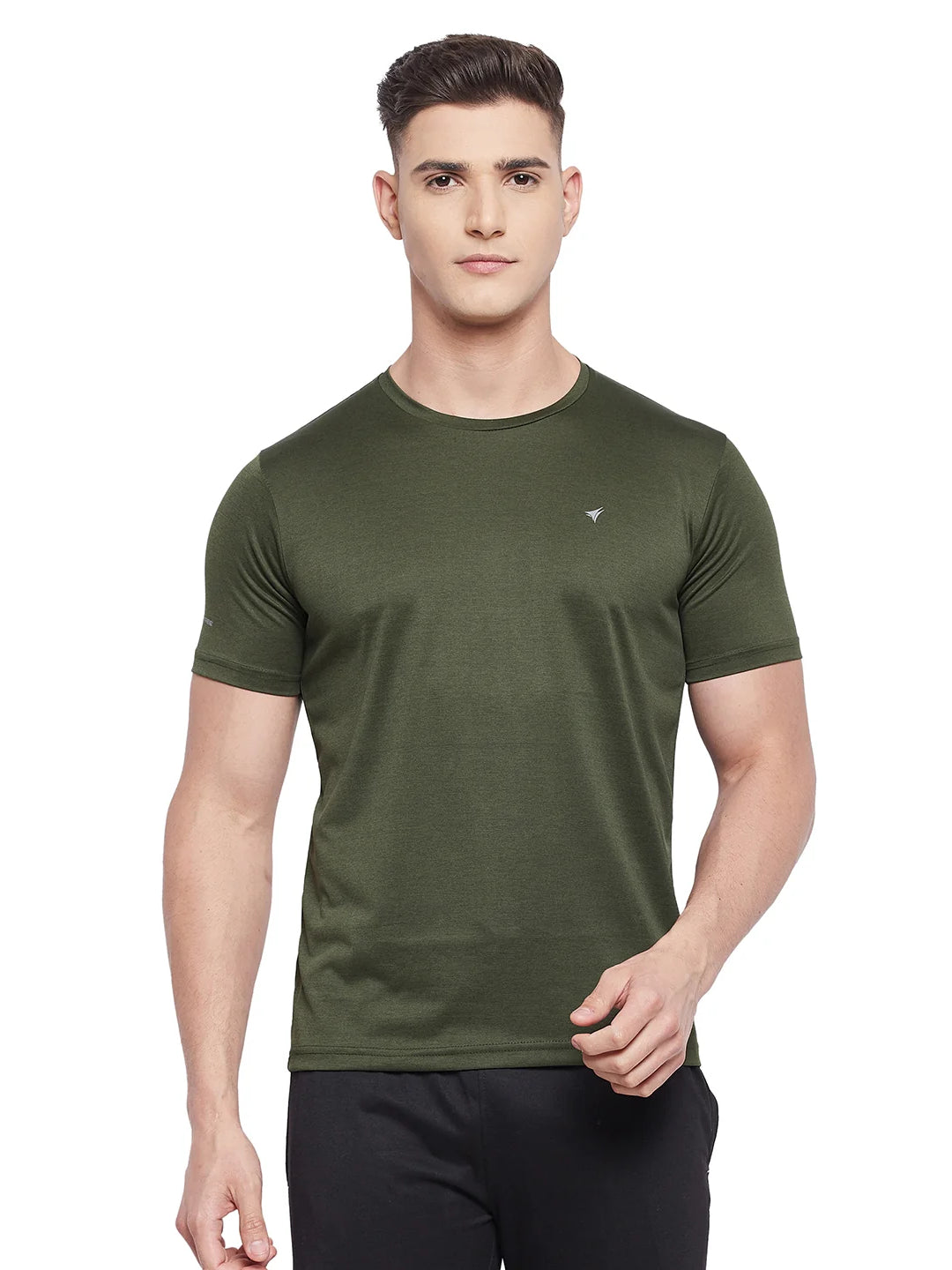 Neva Men Round Neck Half Sleeve Sports wear T-shirt- Olive