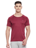 Neva Men Sweatfree Barcode Knit Round Neck Half Sleeve T-Shirt With Reflective Logo on Chest- Maroon