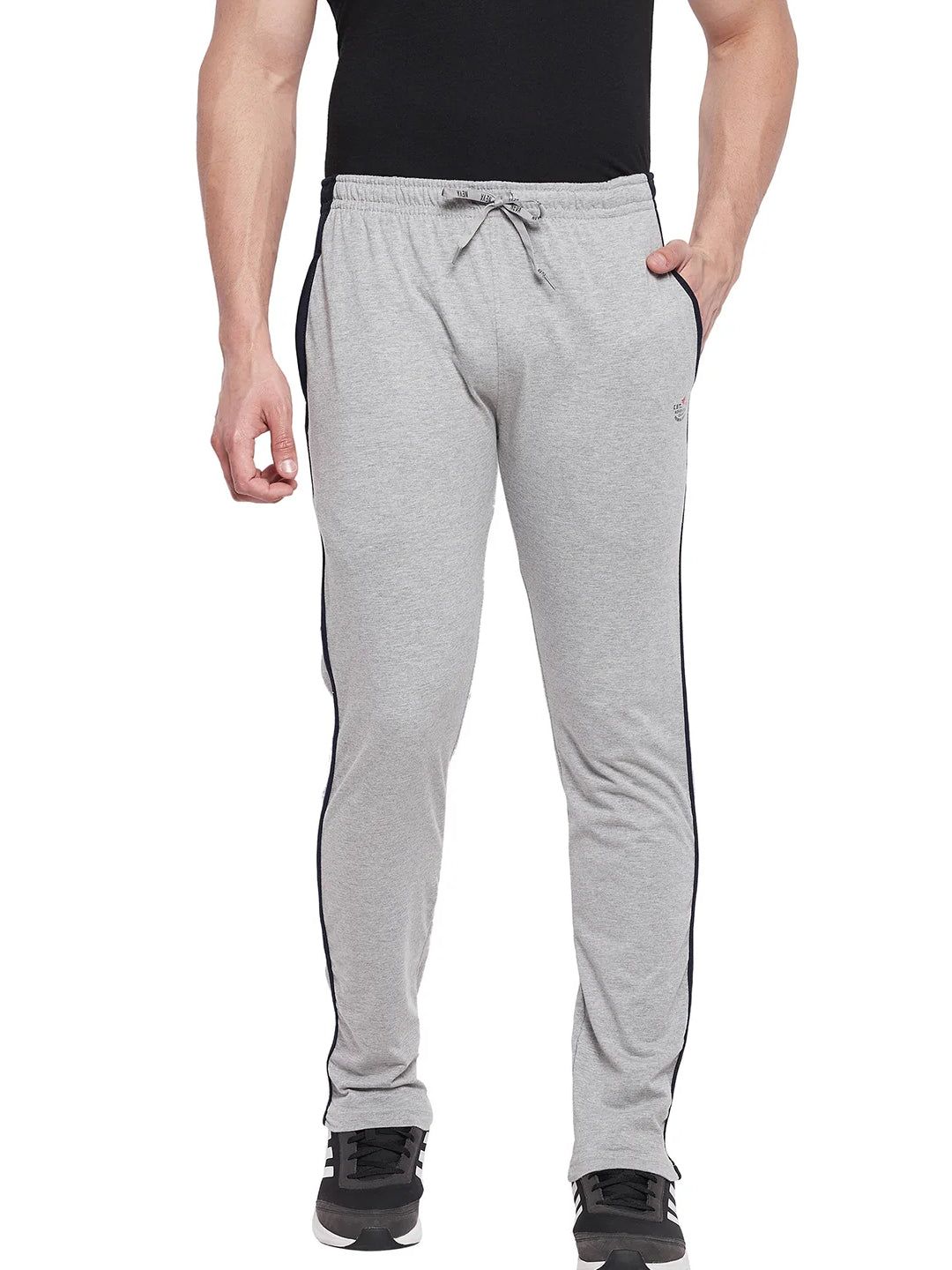 Neva Men Cotton Rich With Trackpant with Bone & One Side Zipped Pocket- Milange Grey
