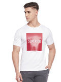 LIVFREE Men Round Neck Half Sleeve T-Shirt with Graphic Print on Chest- White