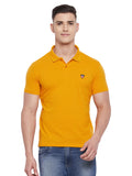 LIVFREE Men Solid Color Polo Half Sleeve T-Shirt- Mustard
