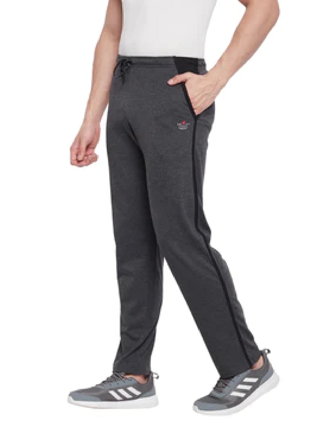 Neva Men Cotton Rich With Trackpant with Bone & One Side Zipped Pocket- Anthra