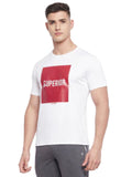 LIVFREE Men Round Neck Half Sleeve T-Shirt with Graphic Print on Chest- White