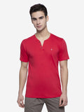 Henley Neck T-Shirt For Men- Bubble Gum