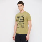 LivFree Men's T-Shirt Round Neck Half Sleeves in Printed pattern  - Beach Mix