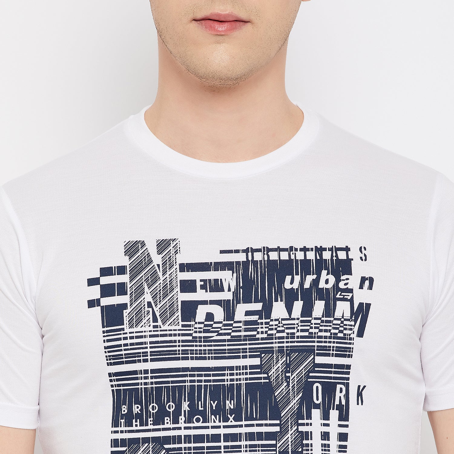 LivFree Men's T-Shirt Round Neck Half Sleeves in Printed pattern  - White