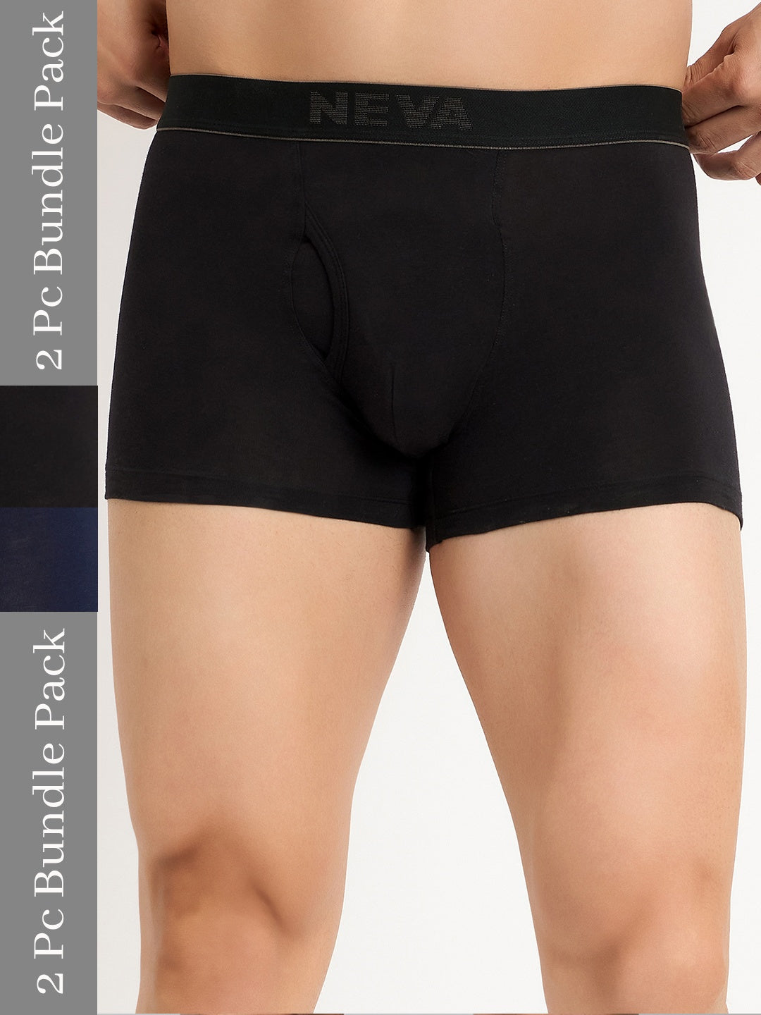 Neva MAXX Gents pack of 2 Trunks elasticated waistband front open fly