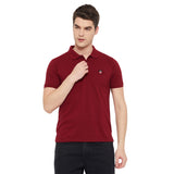 LivFree Men's T-Shirt Polo Neck Half Sleeves in Solid pattern  - Maroon