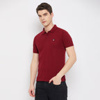 LivFree Men's T-Shirt Polo Neck Half Sleeves in Solid pattern  - Maroon