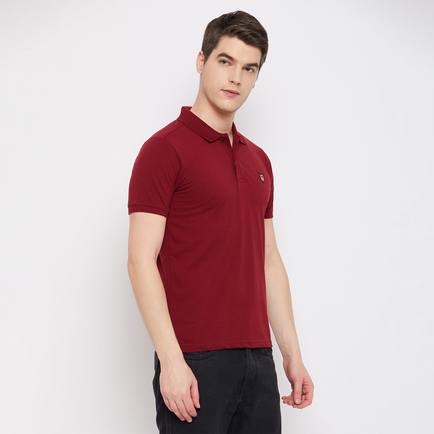 LivFree Men's T-Shirt Polo Neck Half Sleeves in Solid pattern  - Maroon