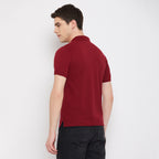 LivFree Men's T-Shirt Polo Neck Half Sleeves in Solid pattern  - Maroon