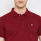 LivFree Men's T-Shirt Polo Neck Half Sleeves in Solid pattern  - Maroon
