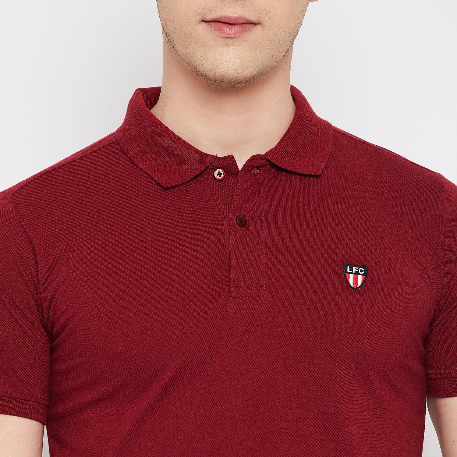 LivFree Men's T-Shirt Polo Neck Half Sleeves in Solid pattern  - Maroon