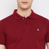 LivFree Men's T-Shirt Polo Neck Half Sleeves in Solid pattern  - Maroon