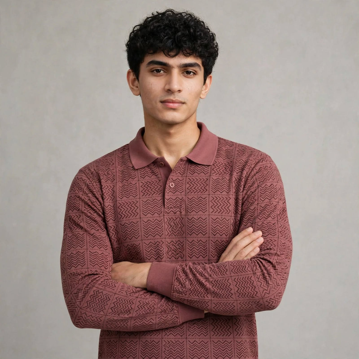 Sap Jacquard Knit F/S Pocket Polo T-Shirt