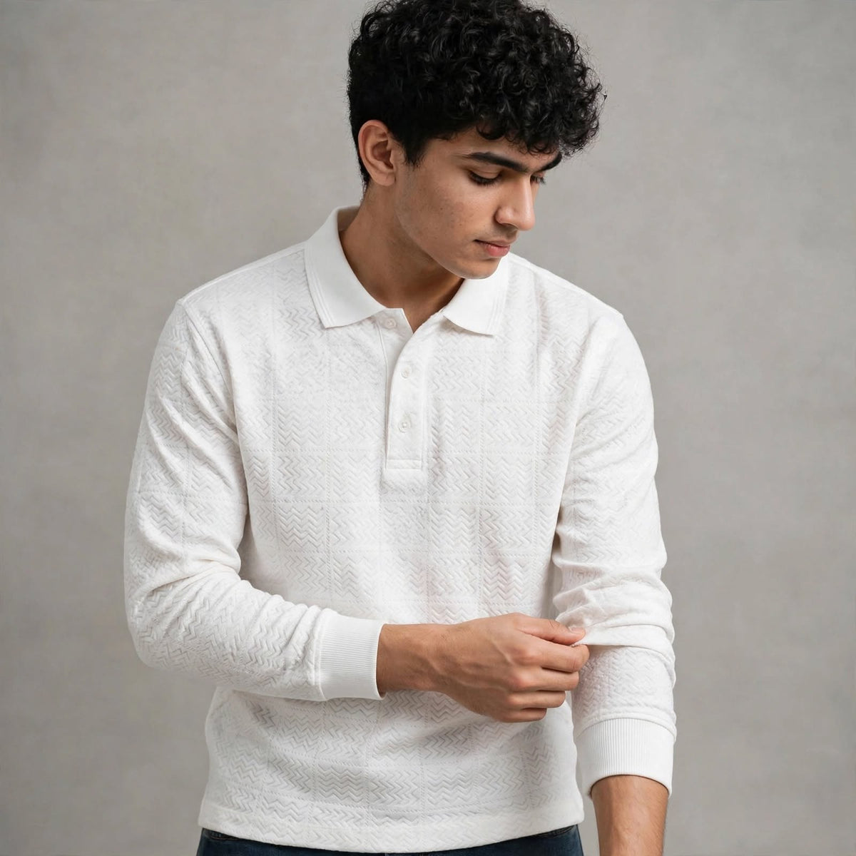 Sap Jacquard Knit F/S Pocket Polo T-Shirt