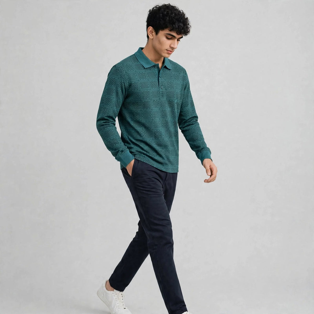 Sap Jacquard Knit F/S Pocket Polo T-Shirt
