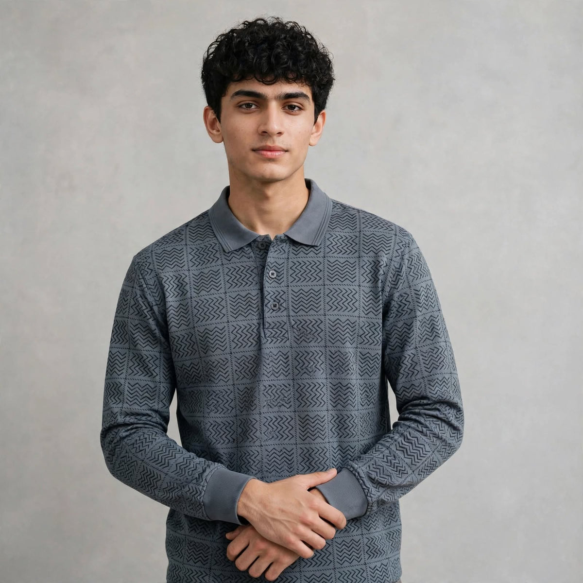 Sap Jacquard Knit F/S Pocket Polo T-Shirt