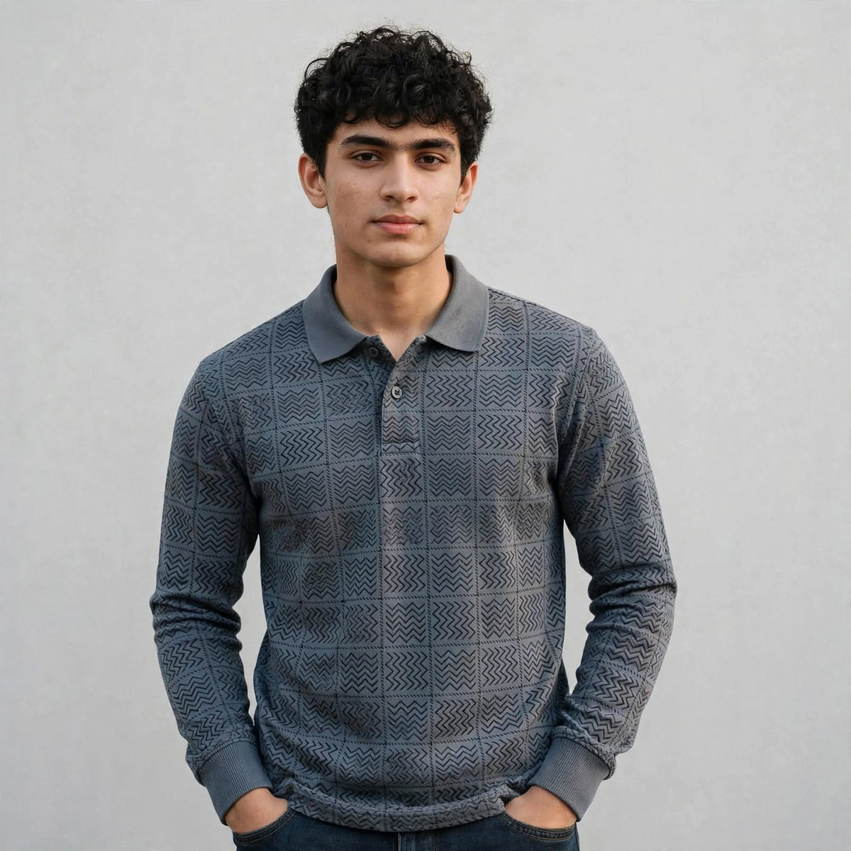 Sap Jacquard Knit F/S Pocket Polo T-Shirt