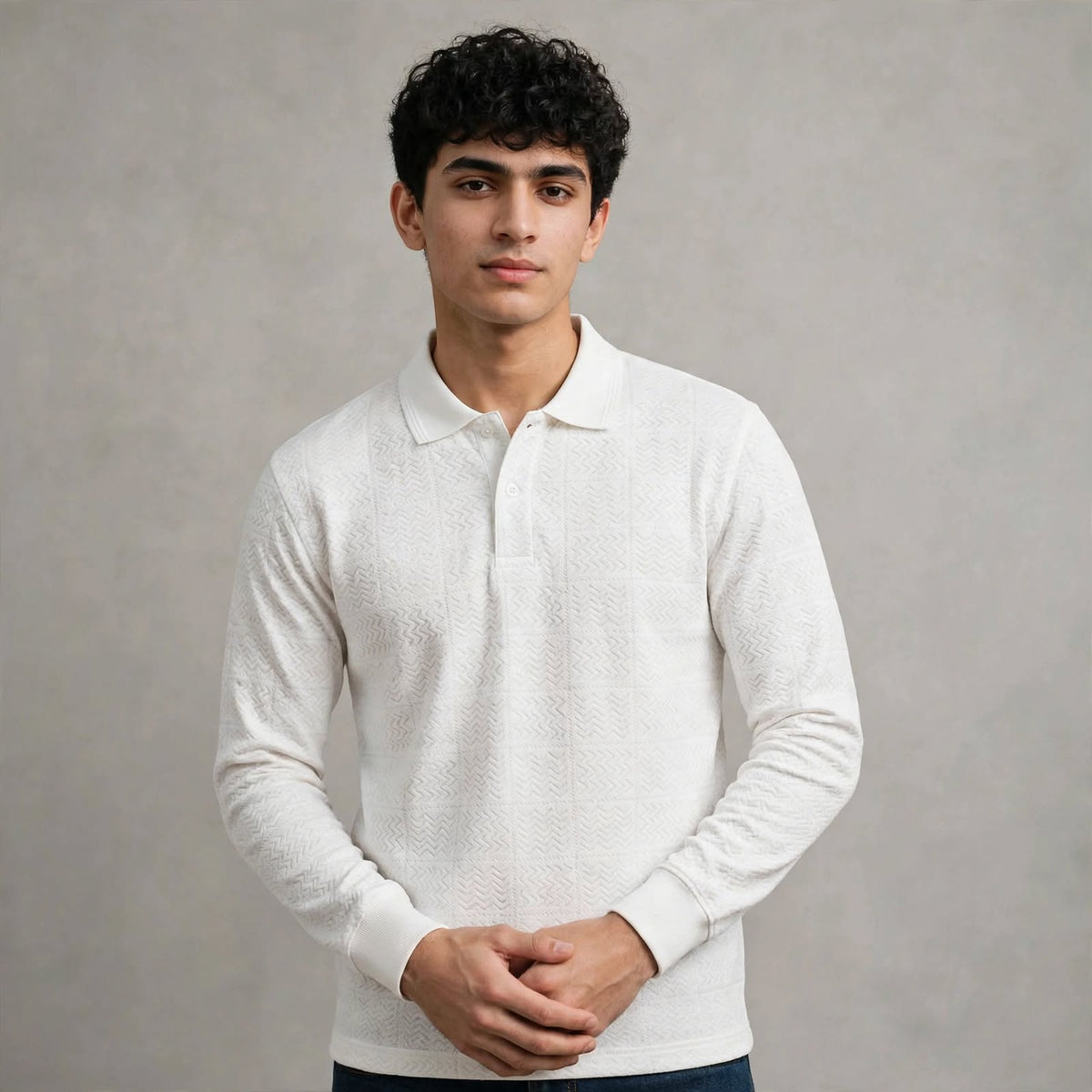 Sap Jacquard Knit F/S Pocket Polo T-Shirt