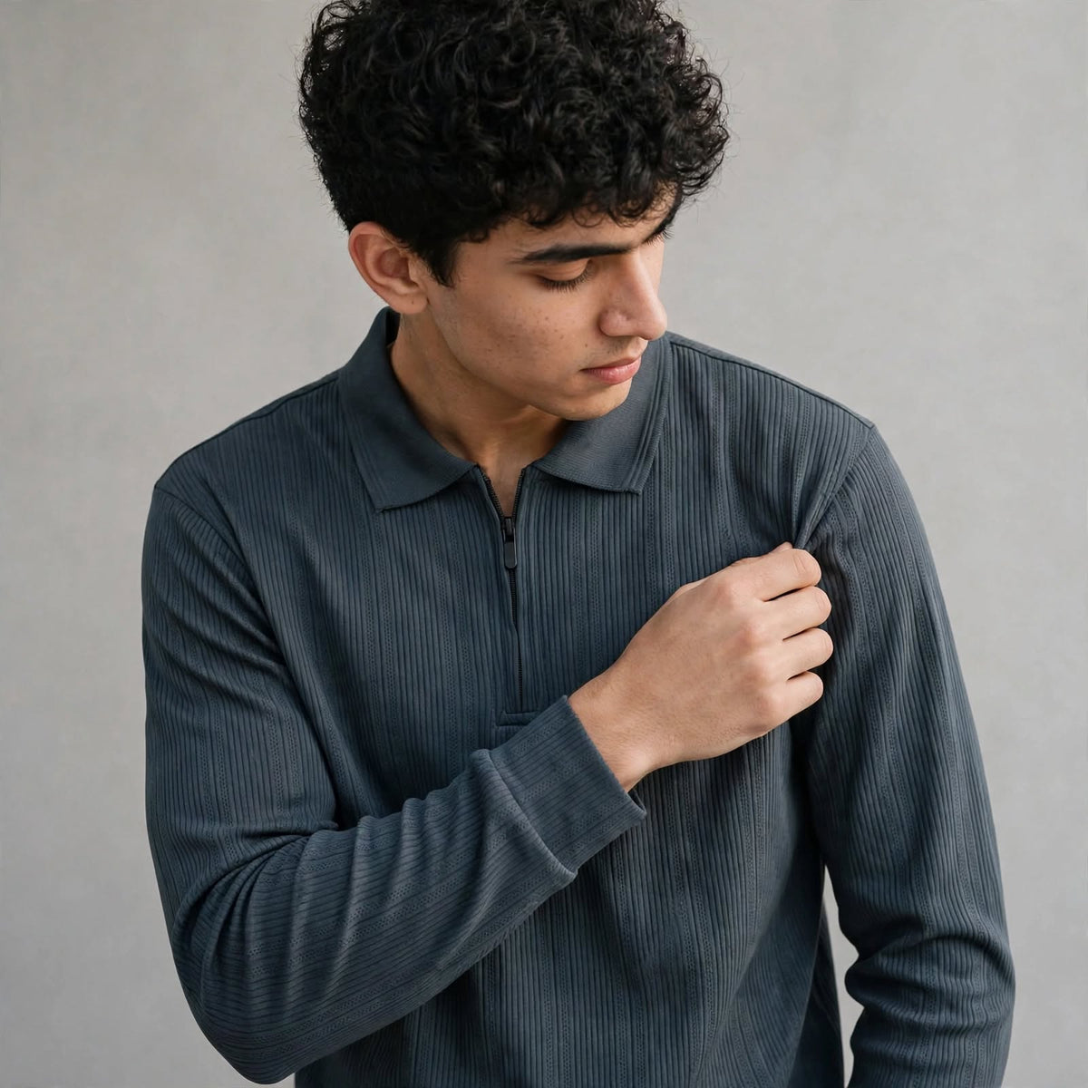Men's Jacquard Knit Full Sleeve T-Shirt