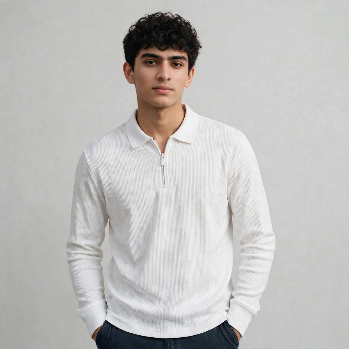 Men's Jacquard Knit Full Sleeve T-Shirt