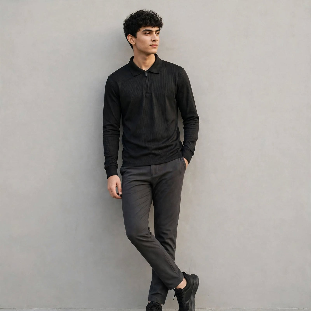 Men's Jacquard Knit Full Sleeve T-Shirt