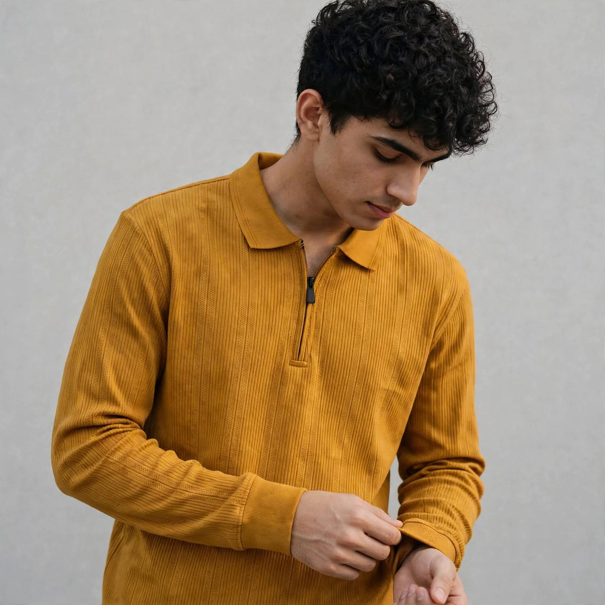 Men's Jacquard Knit Full Sleeve T-Shirt