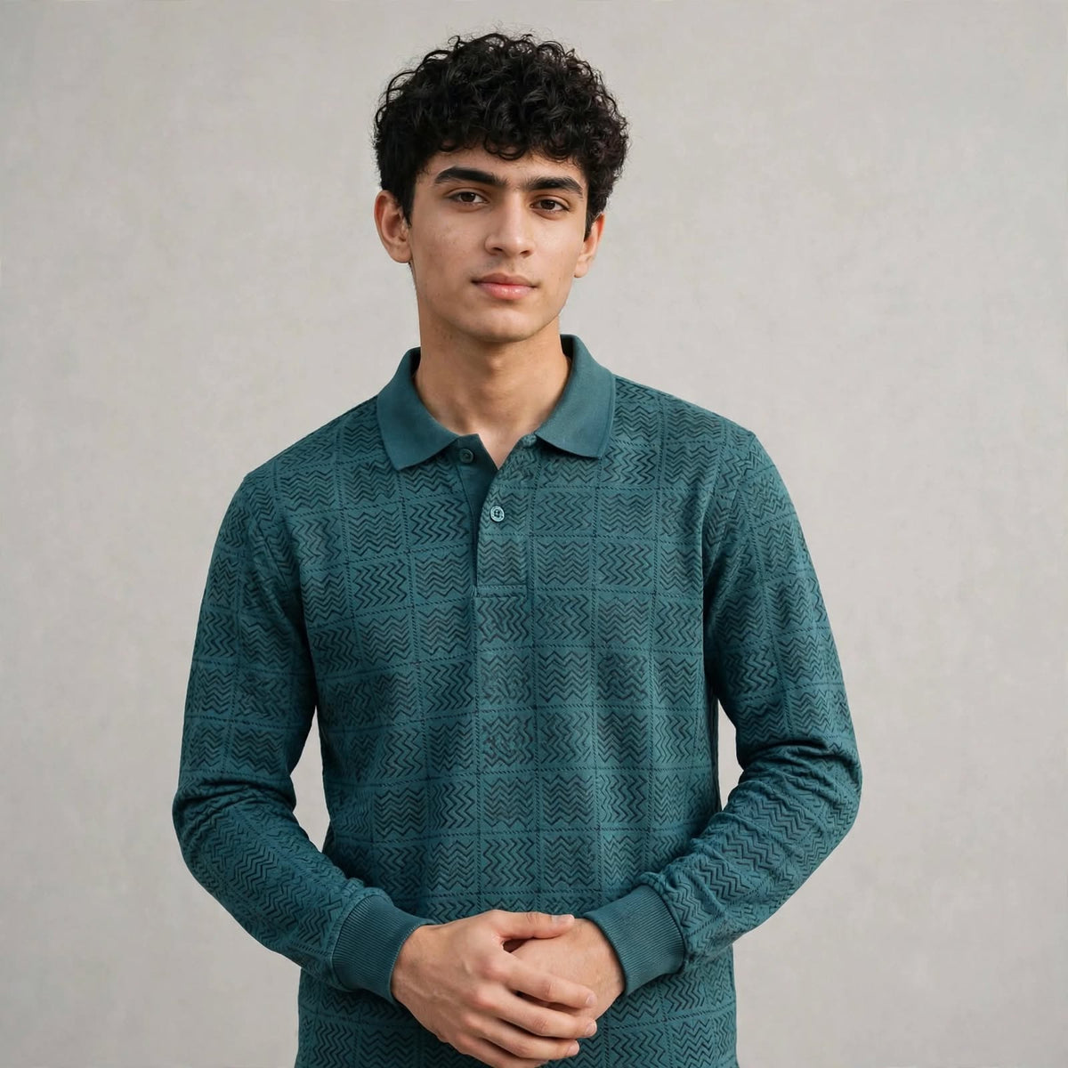 Sap Jacquard Knit F/S Pocket Polo T-Shirt