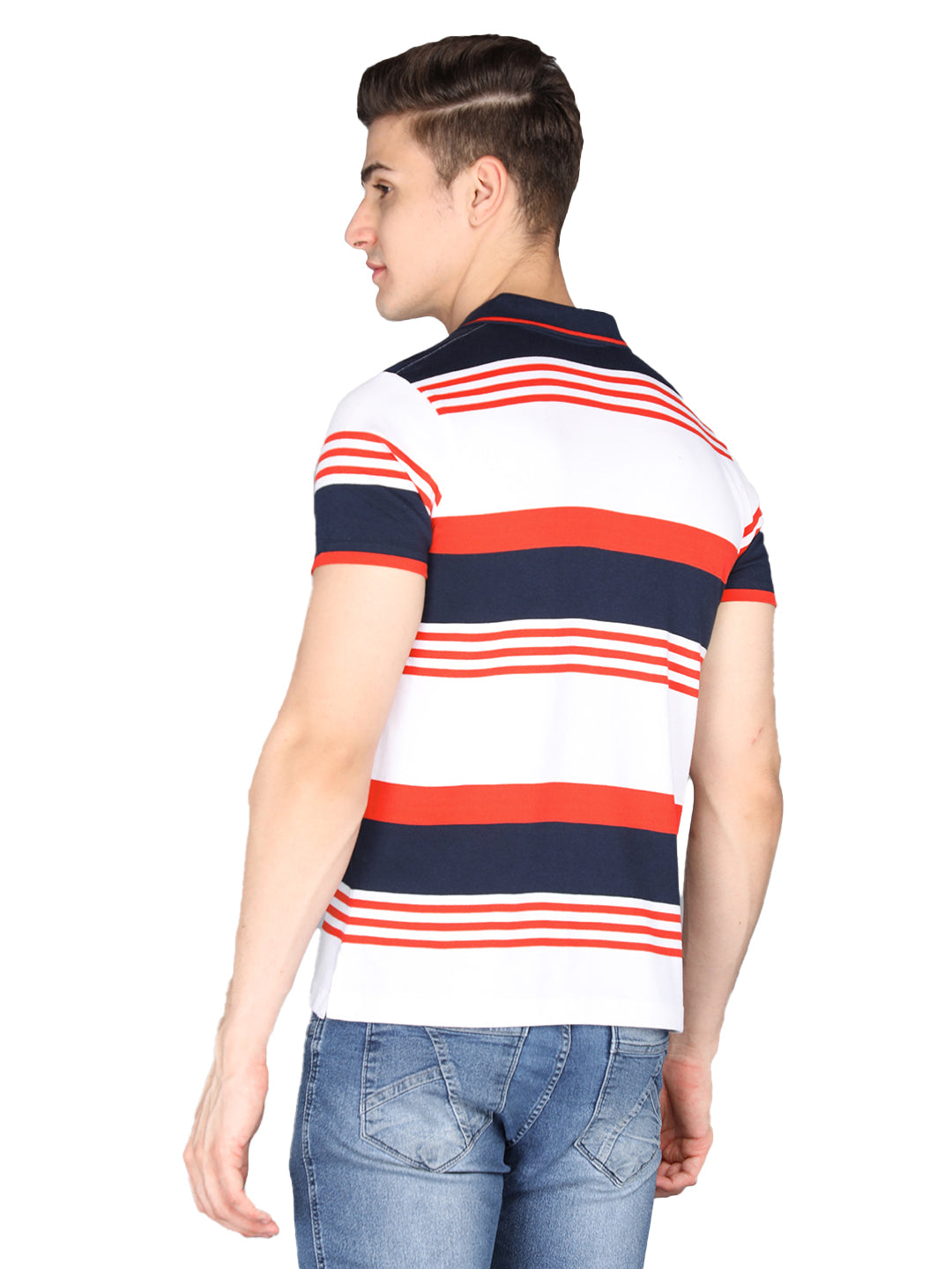 Neva Men Polo Neck Half Sleeves T-shirt Color Block pattern
