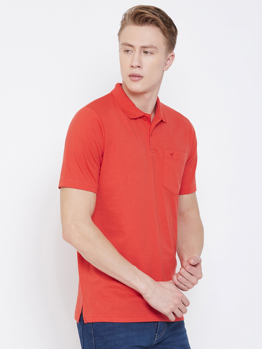 Neva Men cotton rich casualwear Summer Polo Half Sleeve T-Shirt - Rust
