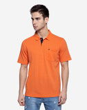 Neva Men cotton rich casualwear Summer Polo Half Sleeve T-Shirt - Orange Milange