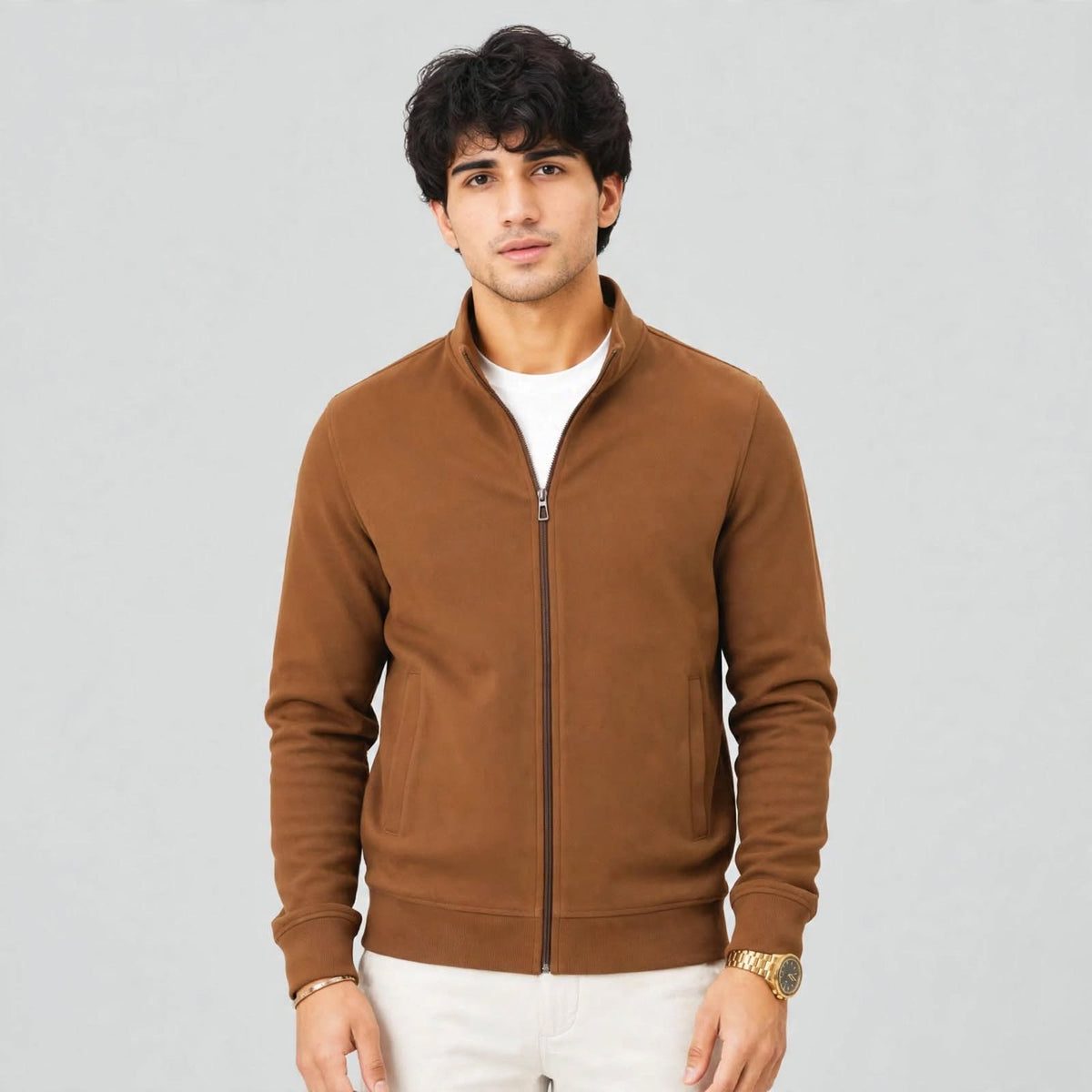 T-Neck Full Zipper Sweatshirt