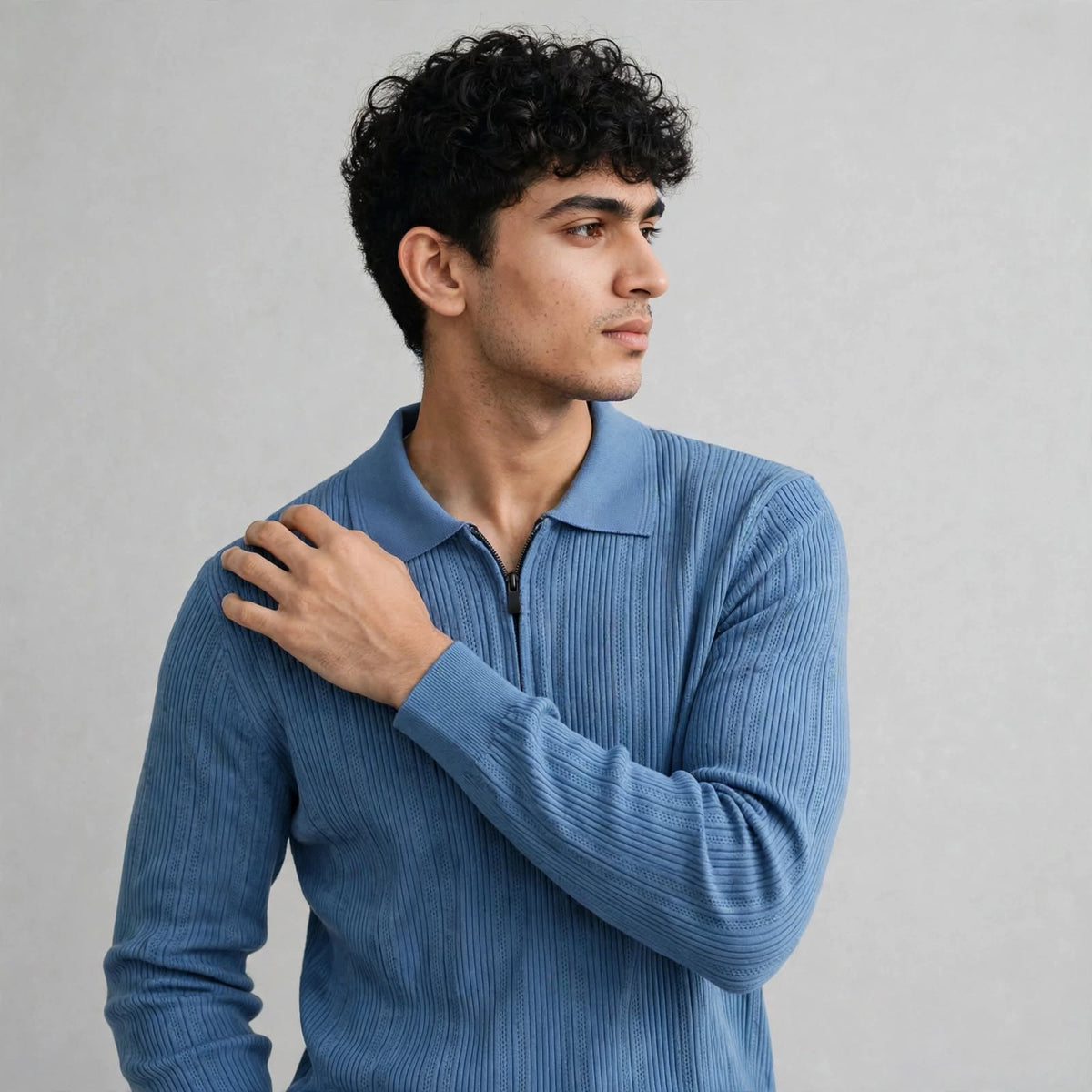 Men's Jacquard Knit Full Sleeve T-Shirt