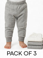 Neva Kids Unisex (Boys and Girls) 3 Lowers Set Esancia Thermal- 2 Milange Grey and 1 Off White