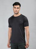 Neva Men Half Sleeve Round neck T-shirt Solid Pattern- Black