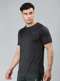Neva Men Half Sleeve Round neck T-shirt Solid Pattern- Black