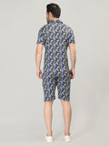 Neva Men Co-ord Set 1 Half Sleeve T-shirt and 1 bermuda shorts printed pattern