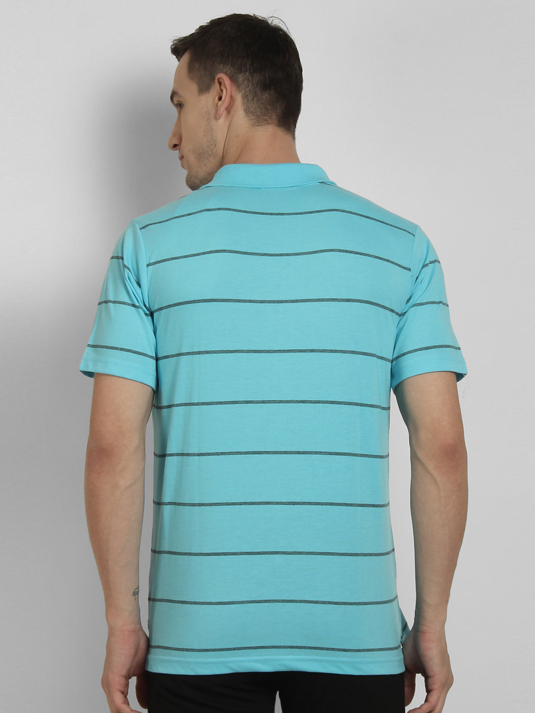 T-Shirt Pin Stripe For Men- Aqua Milange