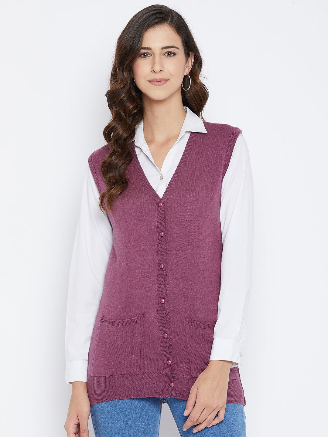Livfree Women's V-neck Sleeveless Solid Cardigan - Onion