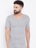 Men's Thermal Round Neck Half Sleeve -Milange Grey (Velveti)