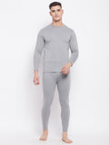 Neva Men Round Neck Full Sleeve Thermal Upper & Bottom Set- Milange Grey (Glaccia)