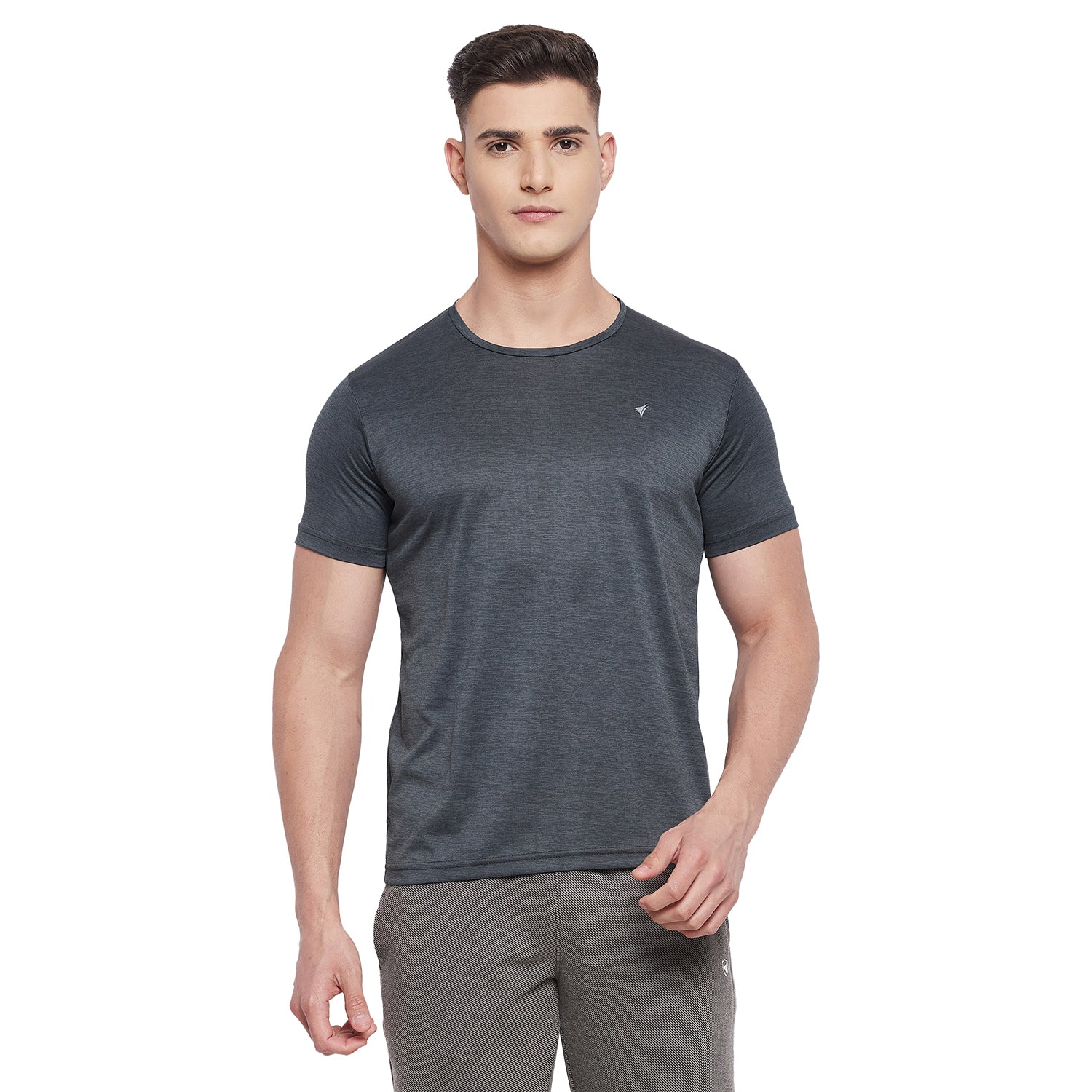Neva Men Round Neck Half Sleeve Sports wear T-shirt- Dark Grey