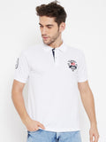 LIVFREE  Men's Polo Neck Half Sleeve Solid T-Shirt-White