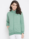 Livfree Women's T-Neck Full Sleeve Sweatshirt-Green