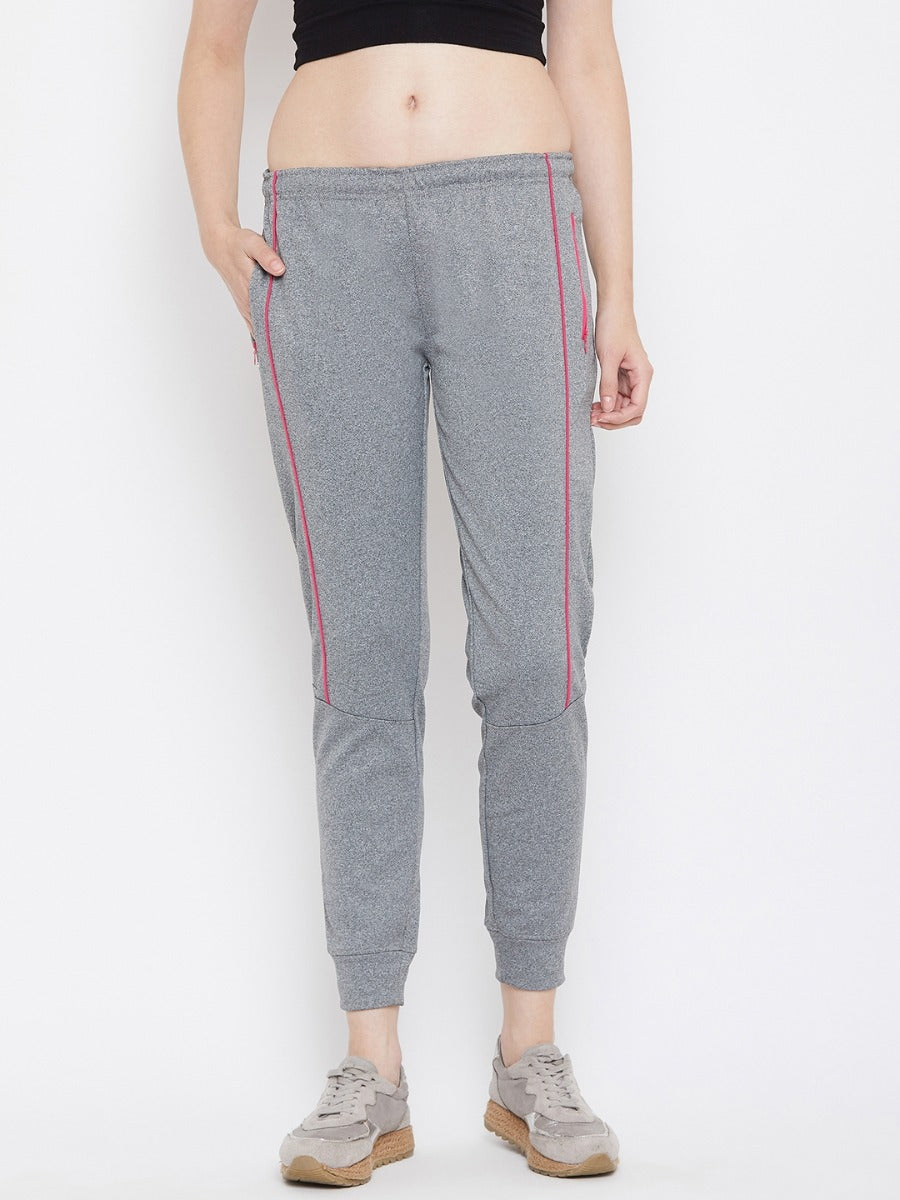 Livfree Women's Solid Lower With Zipper Pockets-Light Grey