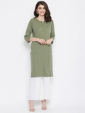 Neva Women's Printed Kurti-Olive