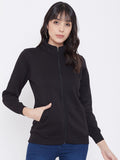 Livfree Women's Turtle Neck Full Sleeves Solid Sweatshirt With Pocket-Black