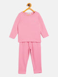 Neva Kid's Round Neck Full Sleeve Thermal Upper & Bottom Set- Coral